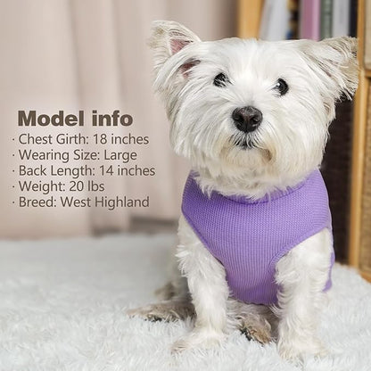KYEESE 2Pack Waffle Dog Shirts, Lightweight Sleeveless Dog T Shirts for Small Dogs Boy Girl, Breathable Pet Vest Comfortable Tank Top Soft Dogs Clothes for Daily Wear, Purple+Grey, L