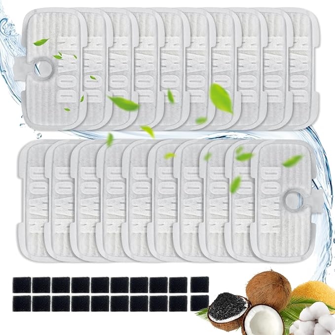 40 Packs for Petlibro Cat Water Fountain Filters Replacement Dockstream | Compatible with PETLIBRO® PLWF106 PLWF116 PLWF005 PLWF115 PLWF105 PLWF305 (20 Replacement Filters + 20 Pre-Filter Sponges)