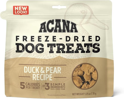 ACANA Singles Grain Free Dog Treats Limited Ingredients & Freeze-Dried Duck & Pear 1.25 Bag