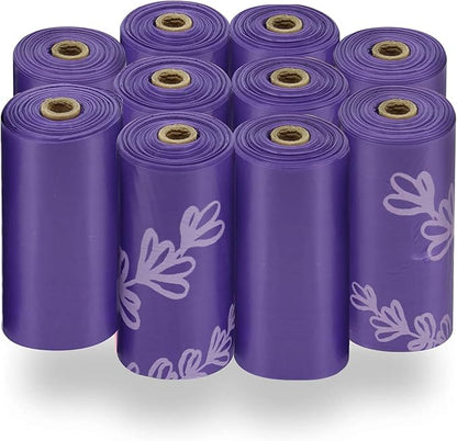 Best Pet Supplies Dog Poop Bags for Waste Refuse Cleanup, Doggy Roll Replacements for Outdoor Puppy Walking and Travel, Leak Proof and Tear Resistant, Thick Plastic - Purple (Scented), 150 Bags