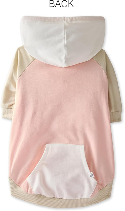 Pet Passion Rocky – The Original Lightweight Hooded Tee 100% Organic Cotton Dog Hoodie Pet Coat Sweater for All Sized Dogs, Original Pink Colorblock, Large (40-60 lbs)