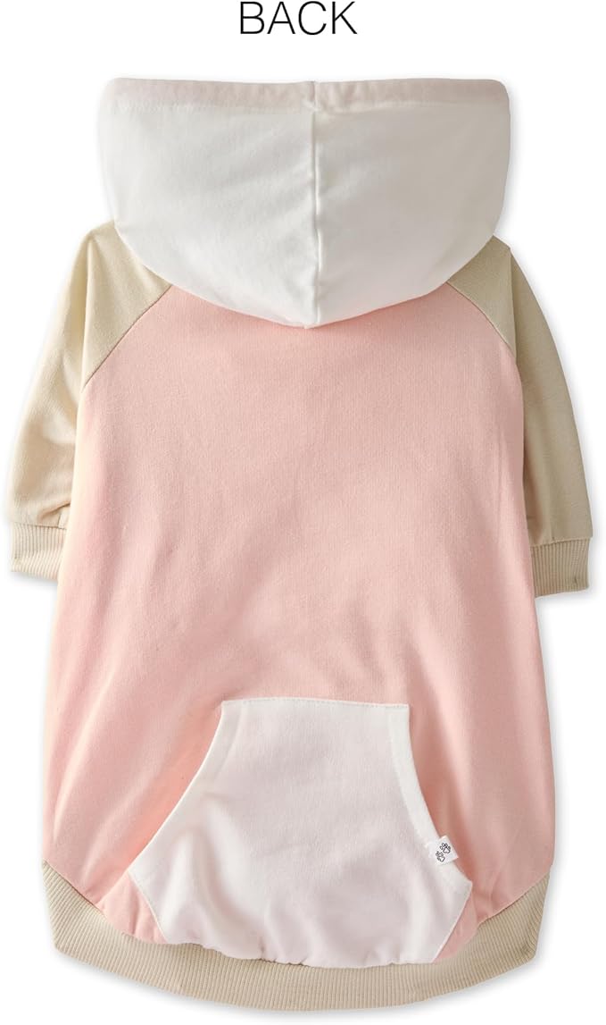 Pet Passion Rocky – The Original Lightweight Hooded Tee 100% Organic Cotton Dog Hoodie Pet Coat Sweater for All Sized Dogs, Original Pink Colorblock, XX-Small (4-7 lbs)