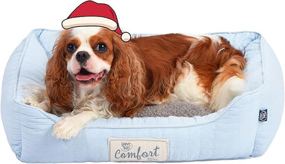 FluffyDream Small Dog Bed, Super Soft Pet Bed Furniture, Suitable for Dogs Up to 30lbs, 24'' x 20'', Light Blue