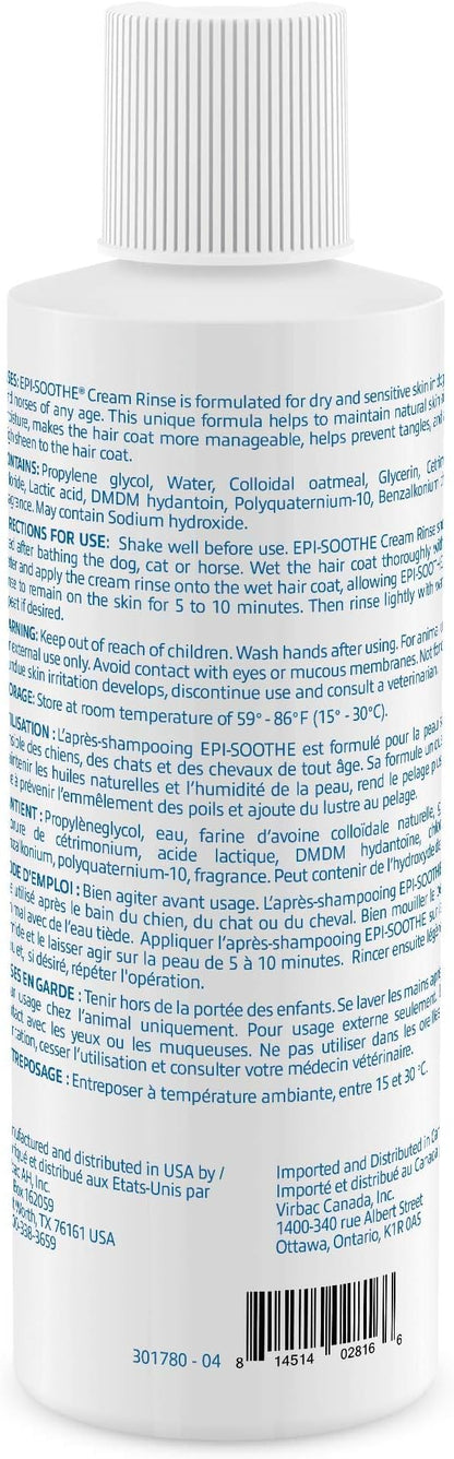 Virbac EPI-SOOTHE® Cream Rinse | Pet Conditioner For Dogs, Cats & Horses (16 oz) - For Dry and Sensitive Skin