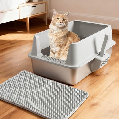 XL Stainless Steel Litter Box with Lid, Metal Cat Litter Box with Covered, Easy Clean Non Stick No Smell