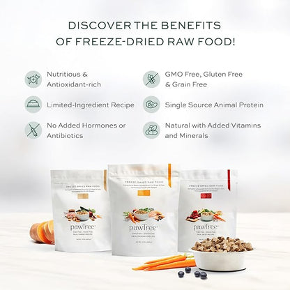 pawTree Freeze-Dried Raw Food for Dogs & Cats. Nutrient-Rich, All-Natural, Complete & Balanced Nutrition. Real Meat, Vegetables & Superfoods (Wild Alaskan Salmon & Beef)