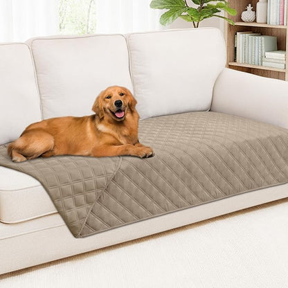 Smiry Waterproof Dog Bed Cover Pet Blanket, Soft Washable Dog Blanket for Furniture Bed Couch Sofa Reversible, Checkered (40"x90", Taupe/Taupe)