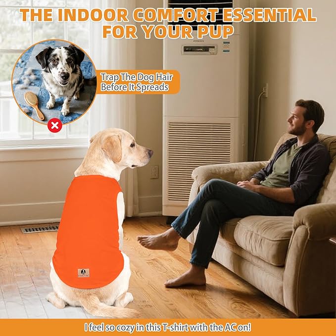 KOOLTAIL Christmas Dog Clothes Shirt for Large Dogs Boys Girls, 2 Pack Cotton Winter Warm Dog T Shirts Coats, Insect Protection Anti-Hair Loss & Lightweight Pet Vest Tank Tops Apparel, Orange&Red,3XL