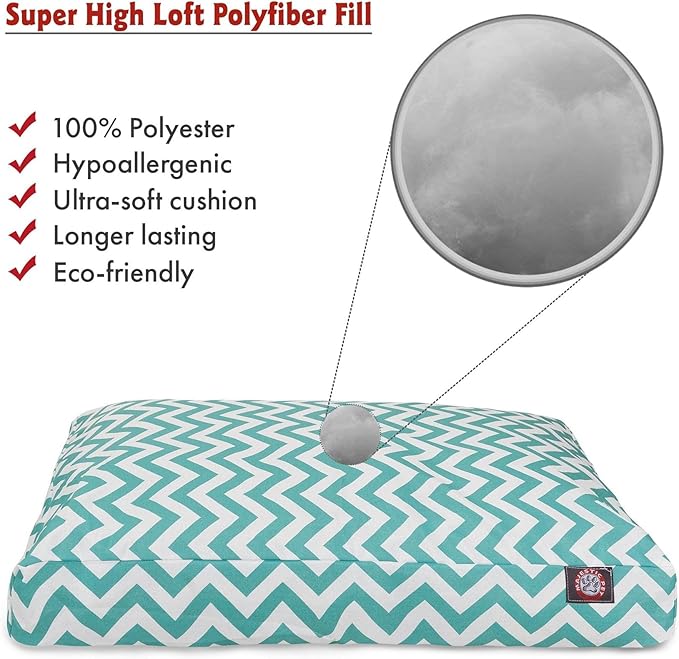 Majestic Pet Chevron Rectangle Dog Bed Washable – Non Slip Comfy Pet Bed – Crate Bed with Removable Washable Cover – Kennel Bed for Sleeping, Polyester Fiber, X-Large, Teal