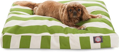 Majestic Pet Shredded Memory Foam Dog Bed Medium with Removable Washable Cover 35x29x4 Inch - Rectangle Orthopedic Dog Bed for Senior Dogs–Flat Durable Dogs Crate Bed - Vertical Stripe - Sage