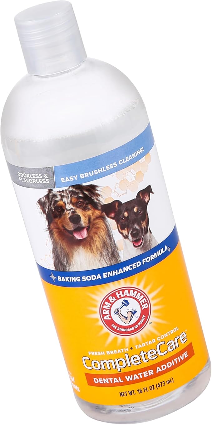 Arm & Hammer Dog Dental Water Additive Breath Freshener, Odorless Flavorless Oral Care Solution for Plaque and Tartar Control, Daily No Brush Dental Support for Dogs, 16 Fl Oz - 3 Pack
