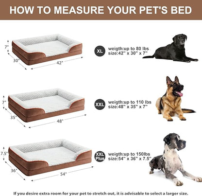 LEXTRO Orthopedic Dog Bed for Extra Large Dogs, Egg Crate Foam Bed for Extra Large Dogs, Equipped with Removable Waterproof Pillow Cover and Anti-Slip Bottom, Pet Bed