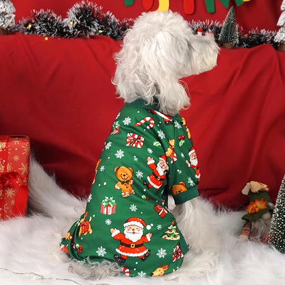 Xpudac 4 Pack Christmas Dog Pajamas Santa Pet Clothes Cute Reindeer Dog Pajamas for Small Medium Dogs(X-Large) XL