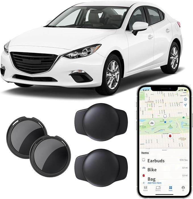 2 Pack GPS Tracker for Vehicles No Subscription Real Time Global Tracking | Devices Cars Hidden Car Tracker Work with Apple Find My(iOS Only)Magnetic Case Waterproof No Monthly Fee or SIM Card Required