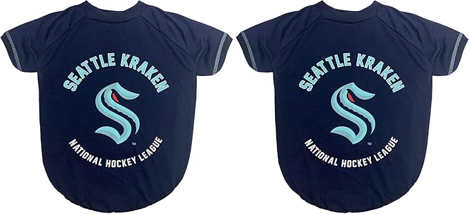 Dog TEE Shirt - NHL Seattle Kraken PET T-Shirt for Dogs & Cats, Size: X-Small. - Wrinkle-Free, Soft & Comfortable, Durable & Washable WAM Shirt Dress Outfit for Your Cute Puppy & Kitty! (Pack of 2)