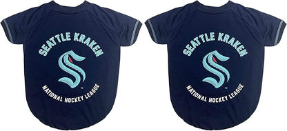 Dog TEE Shirt - NHL Seattle Kraken PET T-Shirt for Dogs & Cats, Size: X-Small. - Wrinkle-Free, Soft & Comfortable, Durable & Washable WAM Shirt Dress Outfit for Your Cute Puppy & Kitty! (Pack of 2)