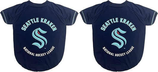 Dog TEE Shirt - NHL Seattle Kraken PET T-Shirt for Dogs & Cats, Size: X-Small. - Wrinkle-Free, Soft & Comfortable, Durable & Washable WAM Shirt Dress Outfit for Your Cute Puppy & Kitty! (Pack of 2)