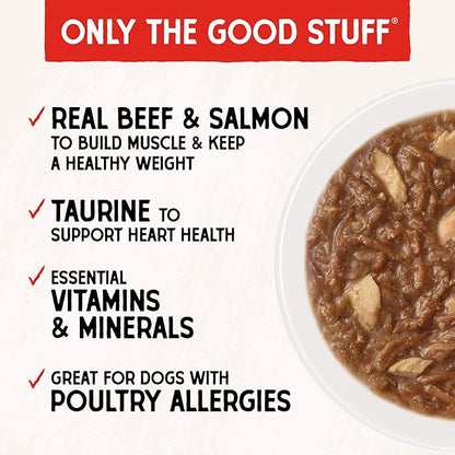 Stella & Chewy's Grass Fed Beef & Wild Caught Salmon Shredrs - Premium Dog Food Pouches - Perfect for Picky Eaters- 12 Pack, 2.8oz Each