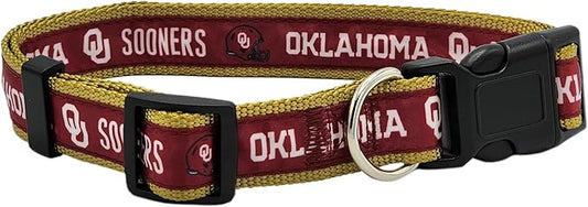Pets First Collegiate PET Collar New Version Oklahoma Sooners Dog Collar, Size Large. Best Sports Team Color for Dogs & Cats. A Shiny & Colorful Dog & Cat Collar Licensed by The NCAA