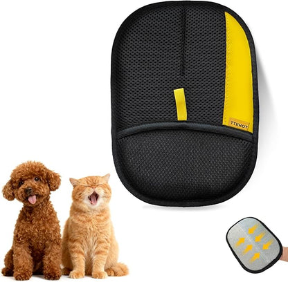 Pet Hair Removal Glove for Cat Dog Hair, Electrostatic Reusable | Bidirectional brush fibers for short & long hair. For couch, carpet, car seat, clothing, pet bed. Washable.