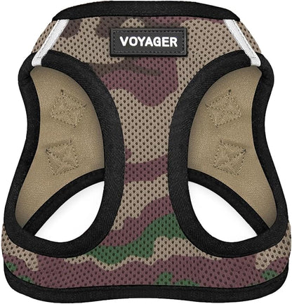 Best Pet Supplies Voyager Step-in Air Harness - All Weather Mesh, Reflective, No Pull Harness for Dogs, Cats - Secure with Hook & Loop Fastener, Buckle, Double D-Rings - Army/Black Trim, S