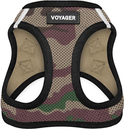 Best Pet Supplies - All Weather Mesh/Plush, Reflective, No Pull Harness for Small, Medium Dogs, Cats - Secure with Hook & Loop Fastener, Buckle, Double D-Rings - Army/Black Trim, S
