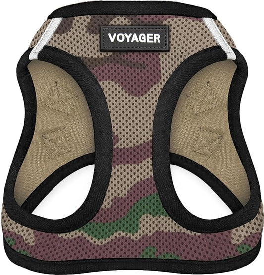 Best Pet Supplies - All Weather Mesh/Plush, Reflective, No Pull Harness for Small, Medium Dogs, Cats - Secure with Hook & Loop Fastener, Buckle, Double D-Rings - Army/Black Trim, S