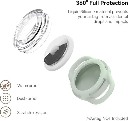 Waterproof AirTag Holder for Dog Collar, Soft Slide-On Dog AirTag Holder | Full-Body Protection, No-Dangle Fit, Ultra-Durable, Lightweight, Tool-Free Installation, Clear Cover, Fits Dog & Cat Collars