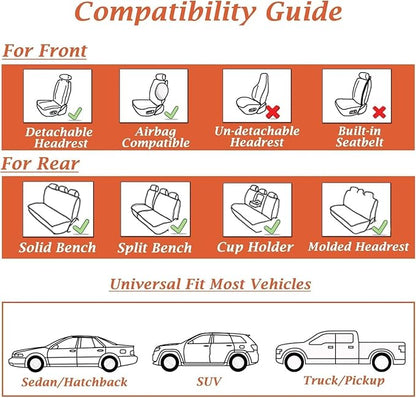 Coverado Seat Covers, Car Seat Covers Front Seats, Car Seat Cover, Car Seat Protector Waterproof, Car Seat Cushion Nappa Leather, Seat Covers Carseat Cover Universal Fit for Most Cars