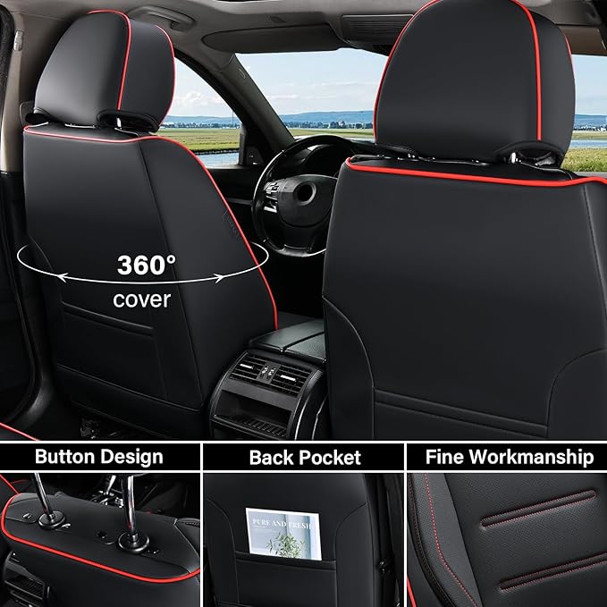 Coverado Car Seat Covers, Front Covers for Cars, Car Seat Cover Front Seats, Car Seat Protector Waterproof, Leather Cushion, Universal Interior Covers Seat Protectors for Most Cars