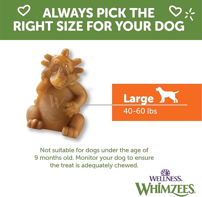 Wellness WHIMZEES Hedgehog Dog Dental Treat, Chews, Freshens Breath, Large Size, 12.7 oz Bag, 6 Count