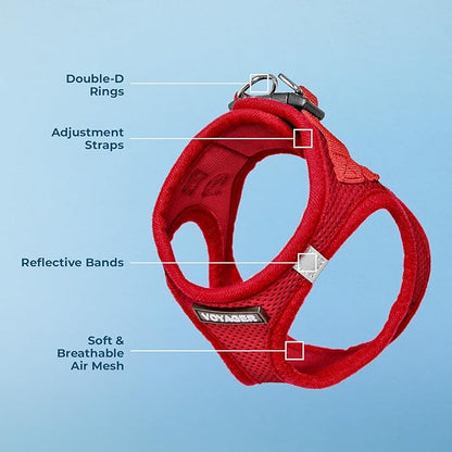 Best Pet Supplies Voyager Step-in Air Harness - All Weather Mesh, Reflective, No Pull Harness for Dogs, Cats - Secure with Hook & Loop Fastener, Buckle, Double D-Rings - Red, L