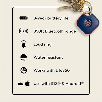 Life360 Tile - Bluetooth Tracker, Keys Finder and Item Locator for Keys, Bags and More. Phone Finder. Both iOS and Android Compatible. 4-Pack (Colors)
