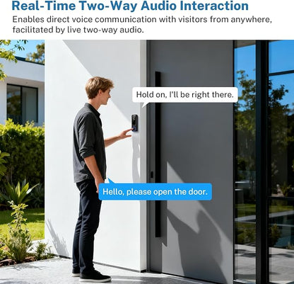 Hubposh Doorbell Camera Wireless with Indoor Receiver, Battery Powered, AI Human and Motion Detection, 2 Way Talk, 1080P Night Vision, Cloud Storage (Sold Separately)