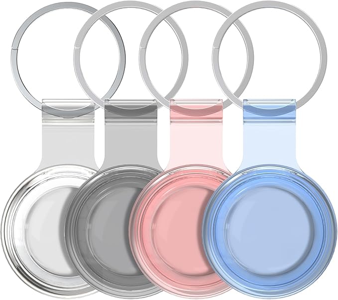Compatible with AirTag Holder Case Keychain 4 Pack,for AirTag 2nd & 1st Generation Key Chain Ring Case Cover for Air Tag Holder GPS Tracker Air Tag 2nd gen Finders Air Tagholder for Kids,Bags,Luggages