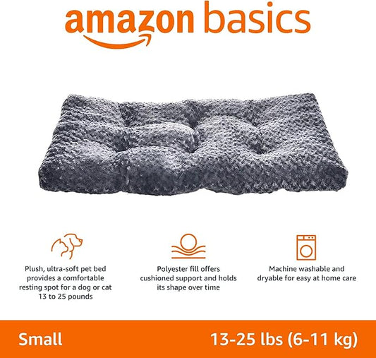 Amazon Basics Washable Cat and Dog Bed Crate Pad, Indoor, Easy to Wash, Fits Medium Crates, 29 x 21 x 3 inches, Gray