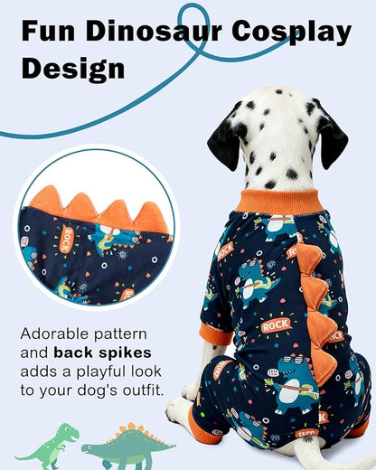 CuteBone Dinosaur Costume Dog Pajamas, Stretchy Spandex Crystal Velvet Sleepwear Coat for Small Dogs, Soft & Warm Pet Outfit Clothes for Cold Weather, Cozy Pullover Design COSP19M