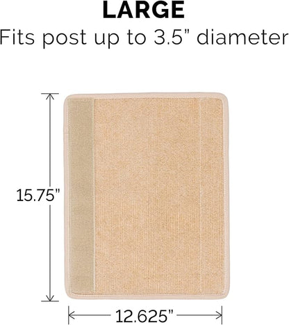 Furhaven Wrap Around Scratching Post Cover for Indoor Cats, Fits Posts Up to 3.5" Diameter, Durable & Less Mess - Tiger Tough Carpet Scratch Mat - Cream, Large (Pack of 3)