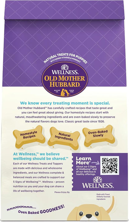 Wellness Old Mother Hubbard Classic Puppy Dog Biscuits, Natural Training Treats, Oatmeal and Chicken Flavor, Mini Size, 20 oz Bag