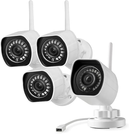 Zmodo Outdoor Security Cameras Wifi - 1080p Full HD Surveillance Cameras for Home Security with Night Vision, IP 66 Weatherproof, Plug-In, Motion Detection, 4 Pack