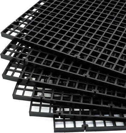 Aquarium Fish Tank Bottom Isolation 8 Pcs, Plastic Egg Crate Grid Divider Tray Egg (L 8pcs Black)