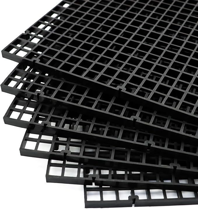 Aquarium Fish Tank Bottom Isolation 8 Pcs, Plastic Egg Crate Grid Divider Tray Egg (S 8pcs Black)