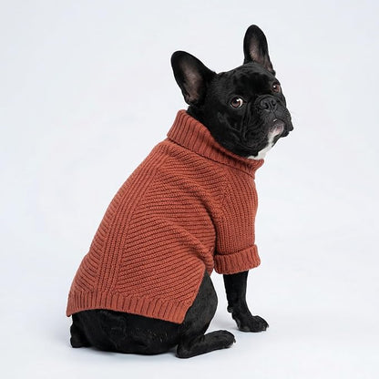 Fitwarm Thermal Knitted Dog Sweater Doggy Winter Coat Pet Clothes Doggie Turtleneck Jacket Puppy Outfits Cat Sweatsuit Red Large