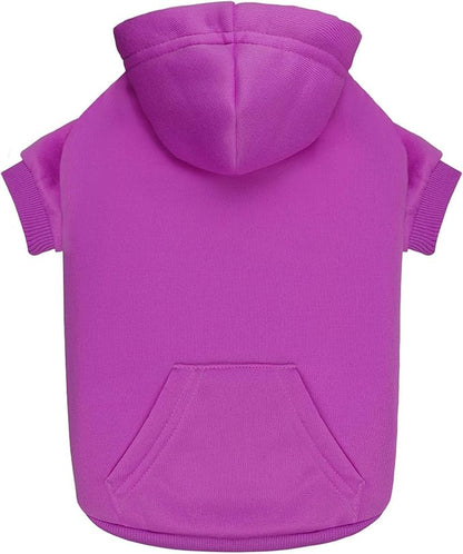 Dog Hoodie Dog Sweaters for Small Dogs,Pet Sweater Solid Soft Brushed Fleece Pet Clothes Hoodie Sweatshirt with Pocket(Purple-XS)