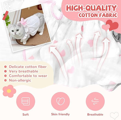 Dog Dresses for Small Dogs Girl Female Dog Cat Clothes Dress Cute Cotton Extra Summer Clothes Bow Decor Printed Love Birthday Outfit Puppy Clothes (Light Pink, Medium)