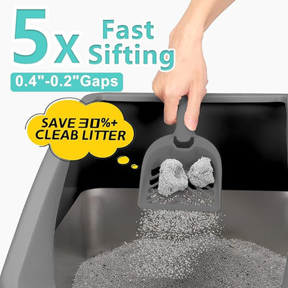 AIPERRO 2 Pack Stainless Steel Litter Box | XL Enclosed Cat Litter Boxes with Lid for Big Cats and Multi-Cats | High Sided, Anti-Urine Leakage | Non-Stick Bottom（Multi-Colored）
