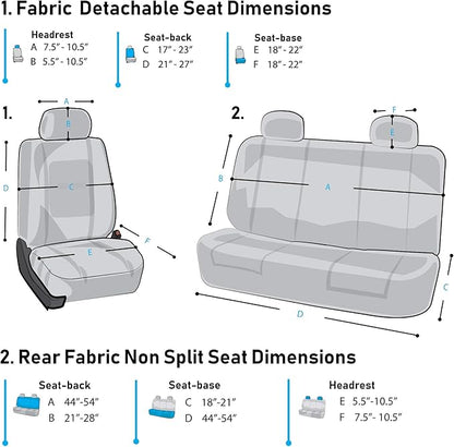 FH Group Car Seat Covers Rear Set Cloth - Car Seat Covers with Removable Headrest,Universal Fit,Automotive SeatCovers,Washable Car SeatCover for SUV,Sedan,Van Yellow