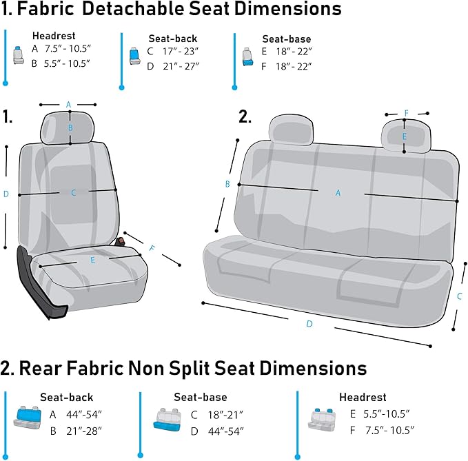 FH Group Car Seat Covers Rear Set Cloth - Car Seat Covers with Removable Headrest,Universal Fit,Automotive SeatCovers,Washable Car SeatCover for SUV,Sedan,Van Purple