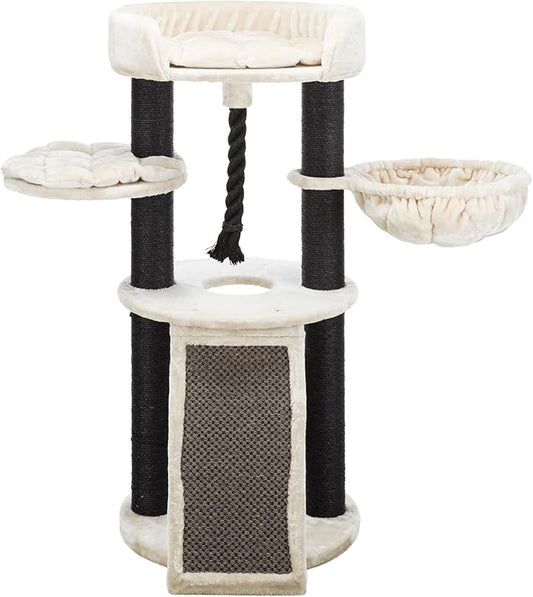 TRIXIE Bovina Cat Tower for Large Cats, Hammock, Climbing Ramp, Sturdy Play Rope, Padded Platforms 55.5 in. Tall