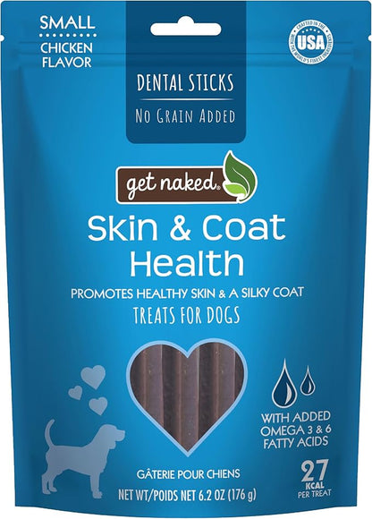 Get Naked Grain Free 1 Pouch 6.2 Oz Skin & Coat Dental Chew Sticks, Small